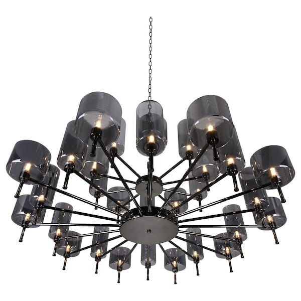 30 Light Up Chandelier With Pearl Black Finish